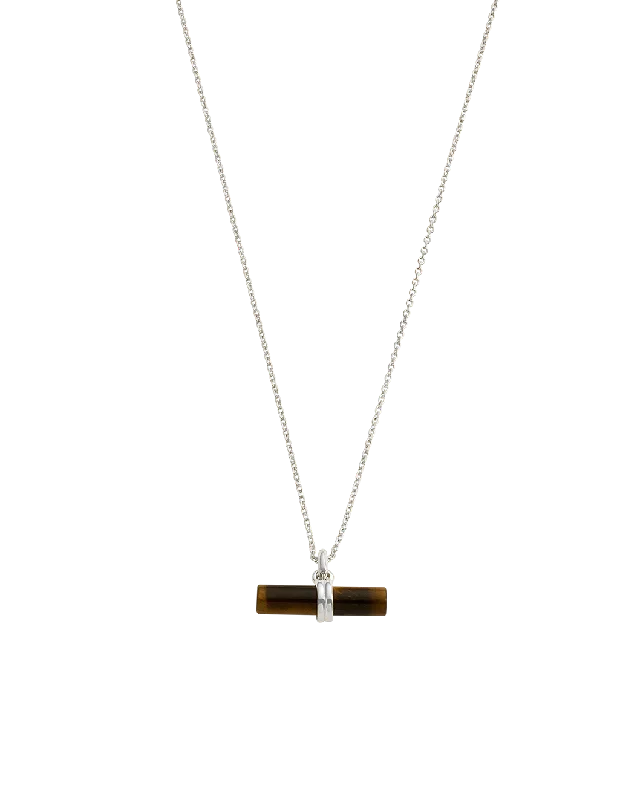 art deco opal necklace-TIGERS EYE T-BAR NECKLACE (STERLING SILVER)