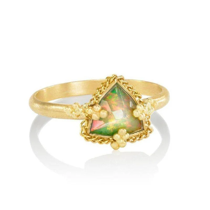 inscribed tradition ring-Triangle Prong Opal Ring