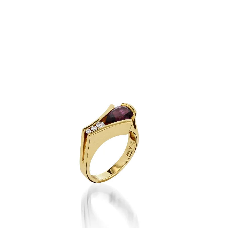 matte rose tier ring-Venture Small Gemstone Ring with Diamonds