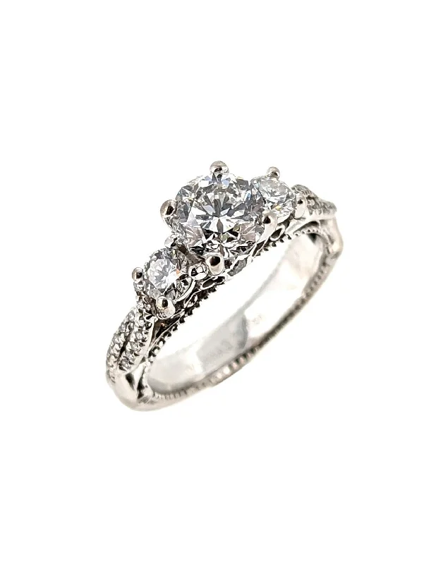 tarnished rose stack ring-Verragio 18K White Gold 1 Carat Diamond Engagement Ring