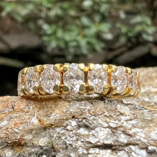 minimalist summit ridge ring-Vintage Oval Diamond Eternity Wedding Band, Size 5