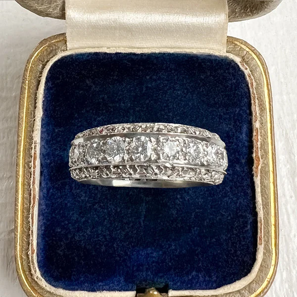 tarnished gold stack ring-Vintage Diamond Eternity Band, Size 7