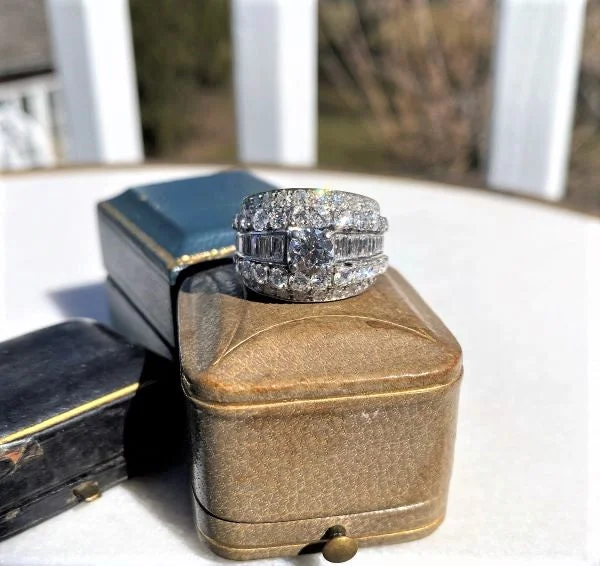 adjustable crest ridge ring-Vintage Wide Diamond Ring