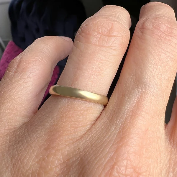 modern contoured band ring-Vintage Half Round Wedding Band, 1990, Size 5 3/4