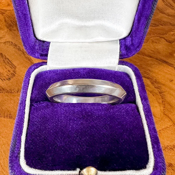 modern sleek peak ridge ring-Vintage Knife Edge Wedding Band Ring, White Gold, Size 7