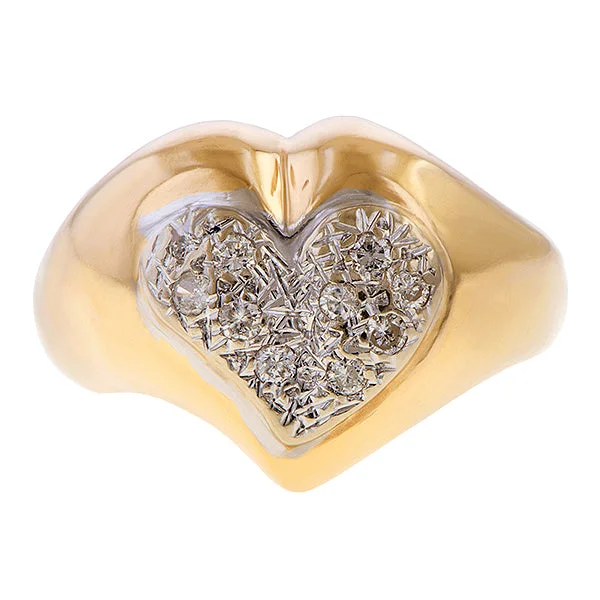 minimalist peak crest ring-Vintage Pave Diamond Heart Ring