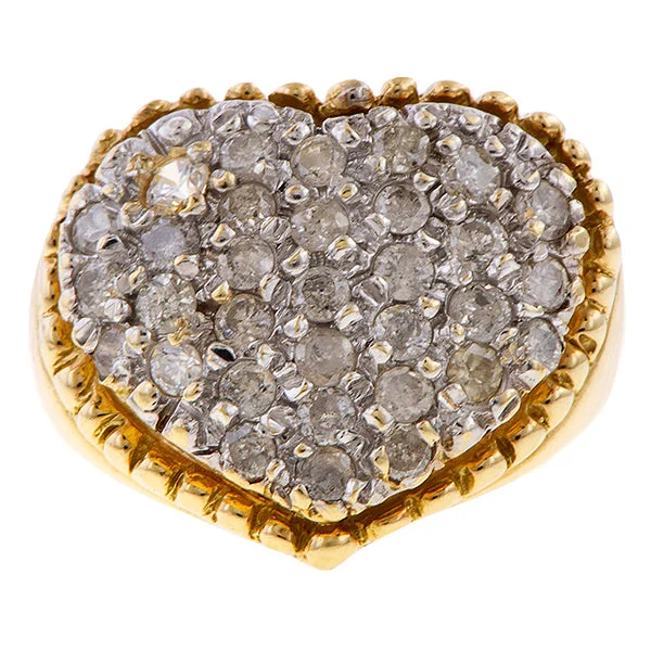 vintage-style amethyst ring-Vintage Pave Heart Ring