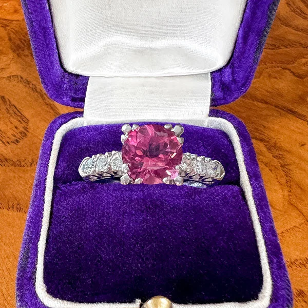 inscribed dynasty ring-Vintage Pink Tourmaline & Diamond Ring