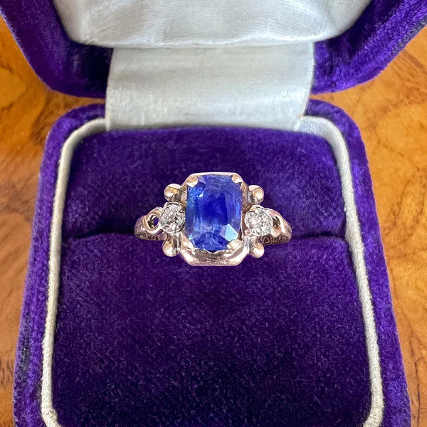 modern arched band ring-Vintage Sapphire & Diamond Ring