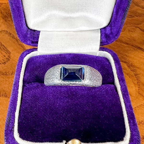 bold sapphire summit peak ring-Vintage Sugarloaf Sapphire Ring