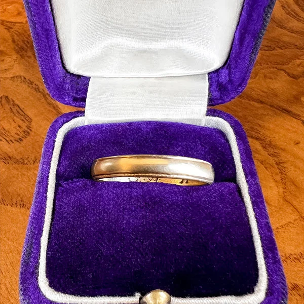 modern sleek peak ridge ring-Vintage Wedding Band, 1919