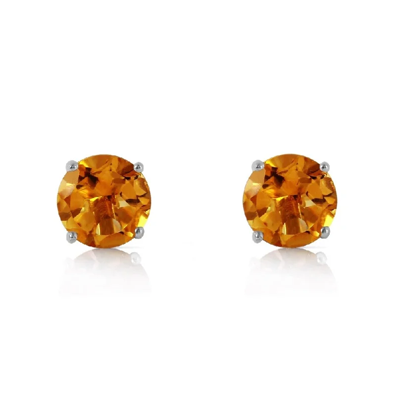 floral eternity sapphire earrings-0.95 Carat 14K Solid White Gold Time and Tenderness Citrine Earrings