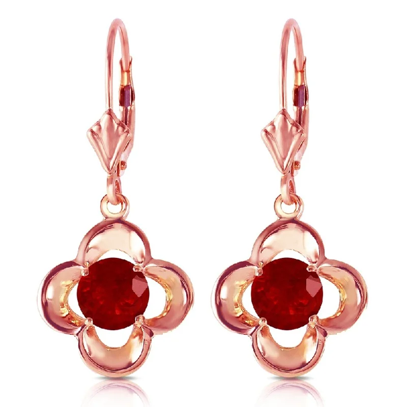 gothic-inspired falcon talon earrings-1.1 Carat 14K Solid Rose Gold Ruby Bloom Earrings