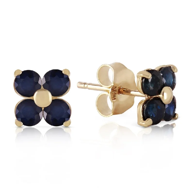 bohemian crest peak earrings-1.15 CTW 14K Solid Gold Last Person I Kiss Sapphire Earrings