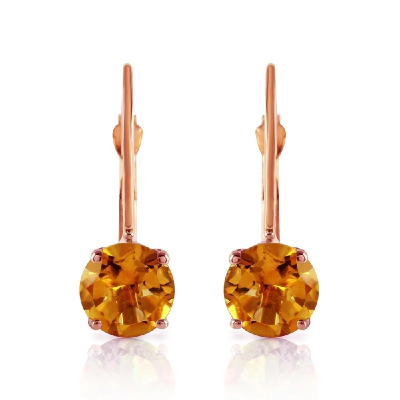 adjustable willow summit earrings-1.2 CTW 14K Solid Rose Gold Solitaire Citrine Earrings