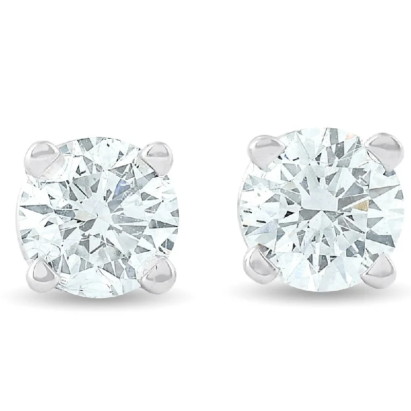 bold emerald summit peak earrings-1/3 Ct Screw Back Diamond Studs 14k White Gold Lab Grown Eco Friendly