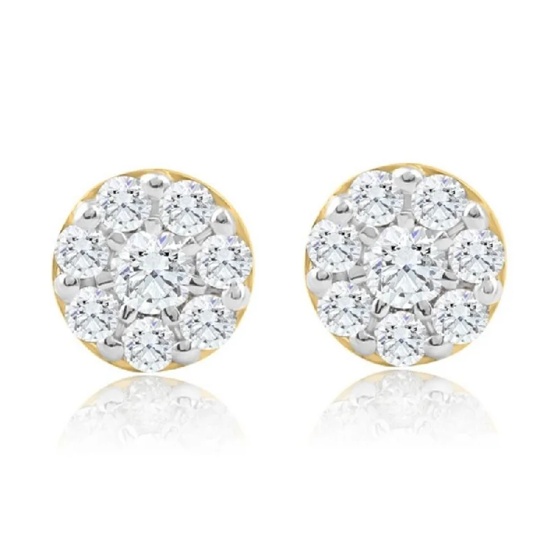 polished silver stellar earrings-1/4Ct Diamond Round Cut Studs Pave Set Lab Grown Diamond Earrings Yellow Gold