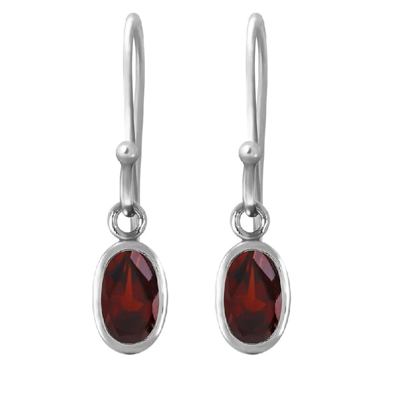 bold ruby summit peak earrings-1 Carat 14K Solid White Gold Fish Hook Earrings Garnet