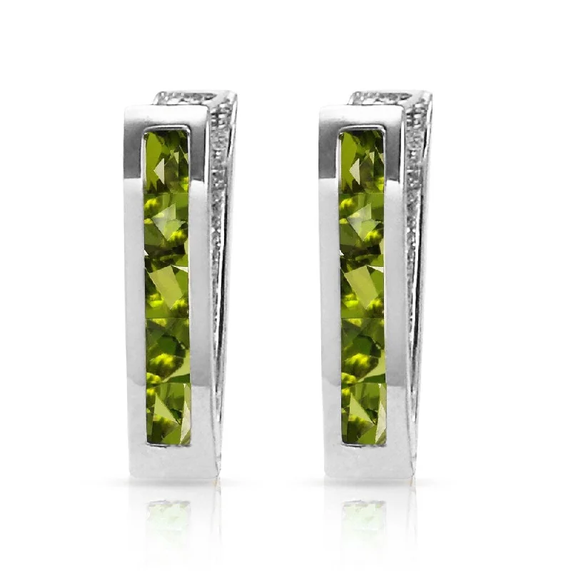 gothic-inspired hawk claw earrings-1 Carat 14K Solid White Gold Oval Huggie Earrings Peridot