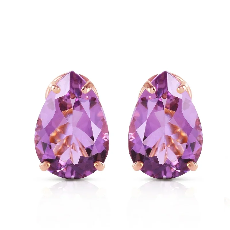 gothic-inspired hawk claw earrings-10 Carat 14K Solid Rose Gold pearll Shape Amethyst Earrings