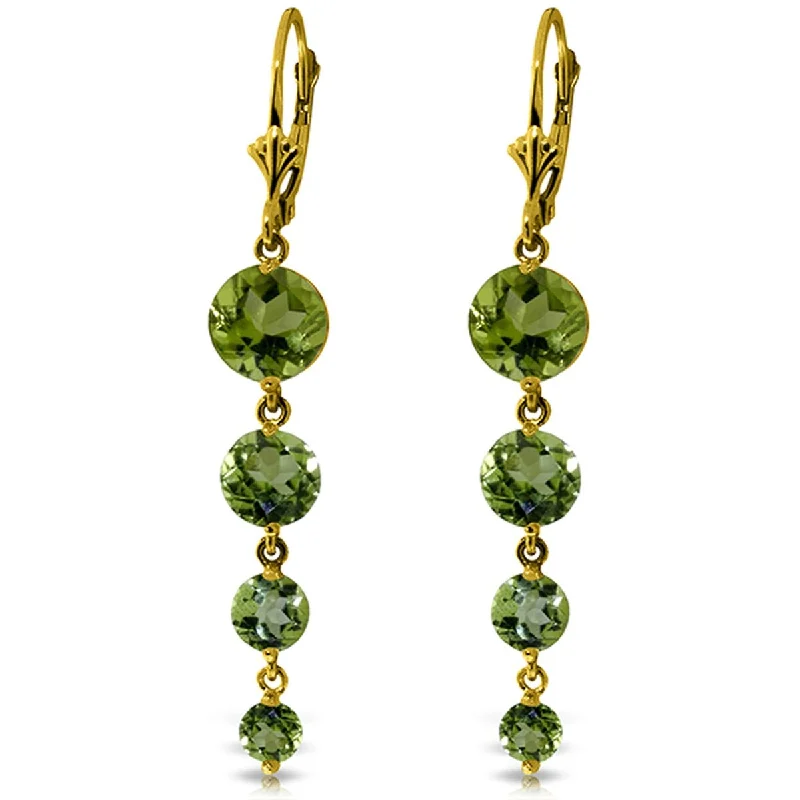 matte bronze tier earrings-14K Solid Gold Chandelier Natural Peridot Gemstone Chandelier Earrings