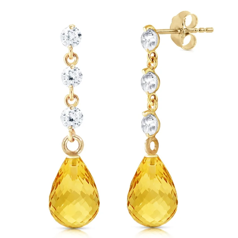 adjustable peak summit earrings-14K Solid Gold Diamond & Natural Citrine Class Elegant Earrings