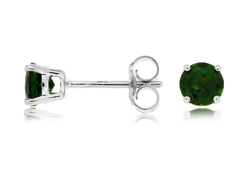 detailed filigree sapphire earrings-14K White Gold 1.10ctw Chrome Diopside Stud Earrings (94164)