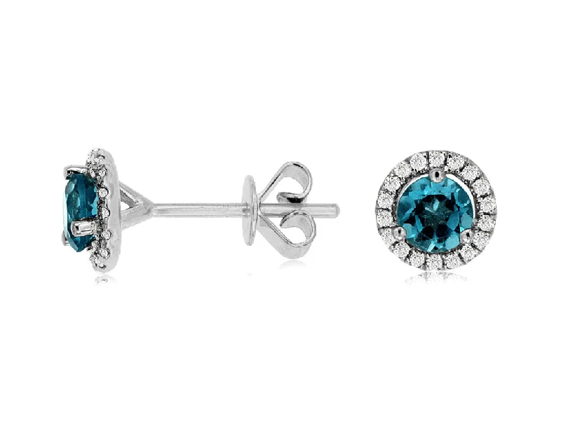 bold ruby cluster earrings-14K White Gold .14ctw Diamond and .85ctw Blue Topaz Earrings (94157)