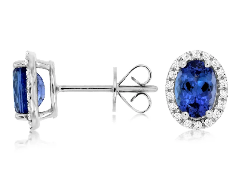 adjustable willow crest earrings-14K White Gold .19ctw Diamond and 1.68ctw Tanzanite Earrings (97917)