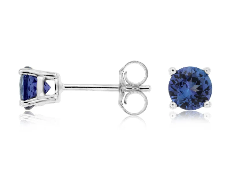 rustic topaz hoop earrings-14K White Gold 1ctw Tanzanite Stud Earrings (97918)