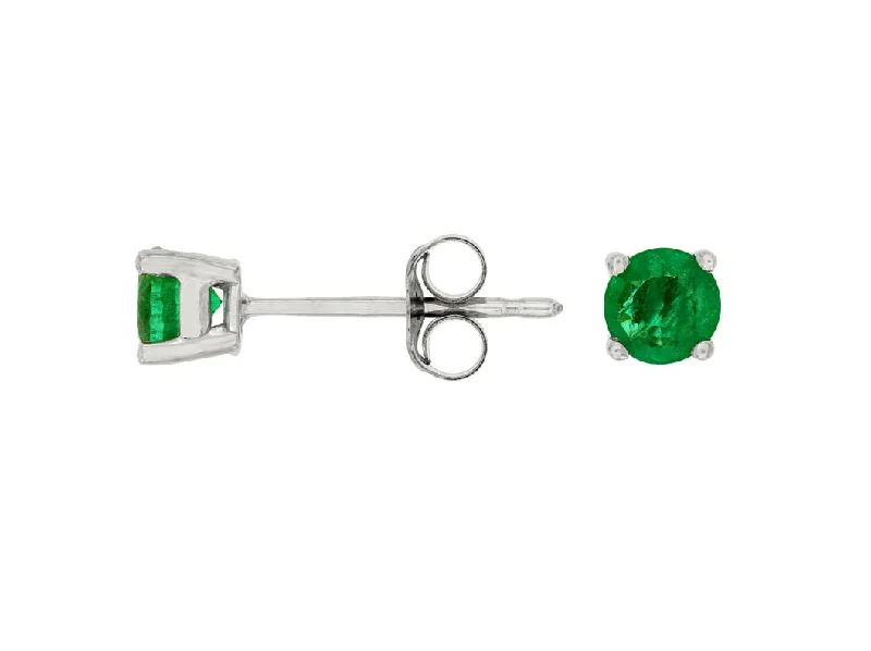 minimalist slope summit earrings-14K White Gold .60ctw Emerald Stud Earrings (93432)