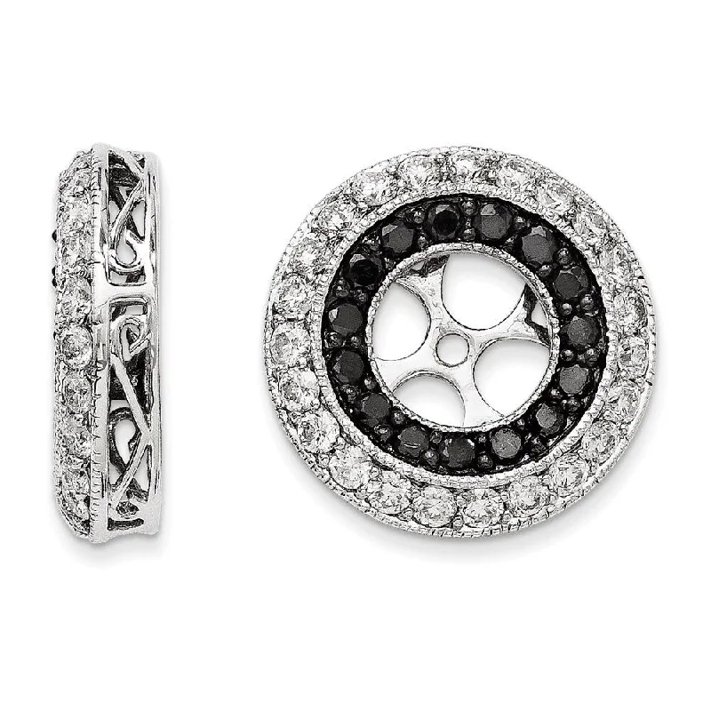 artisan-crafted gold earrings-14k White Gold Black And White Diamond Earring Jackets (L-17 mm, W-17 mm)