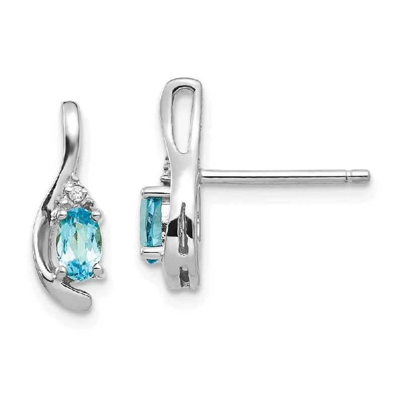 striking ruby dangle earrings-14k White Gold Blue Gemstone Diamond (L-14 mm, W-5 mm)