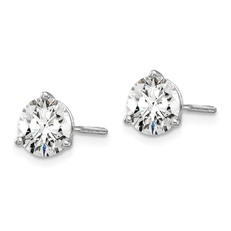 minimalist curve peak earrings-14k White Gold Lab Grown Diamond Stud Earrings (2.00 cttw, Clarity- SI1-SI2, Color- G-H)