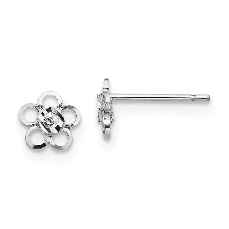 subtle branch drop earrings-14k White Gold Madi K CZ Flower Earrings (L-5 mm, W-5 mm)