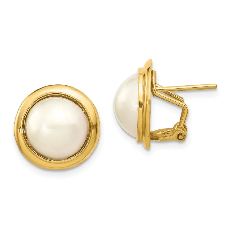 bold ruby summit peak earrings-14k Yellow Gold 10-11mm Cultured Mabe Pearl Earrings (L-18 mm, W-18 mm)