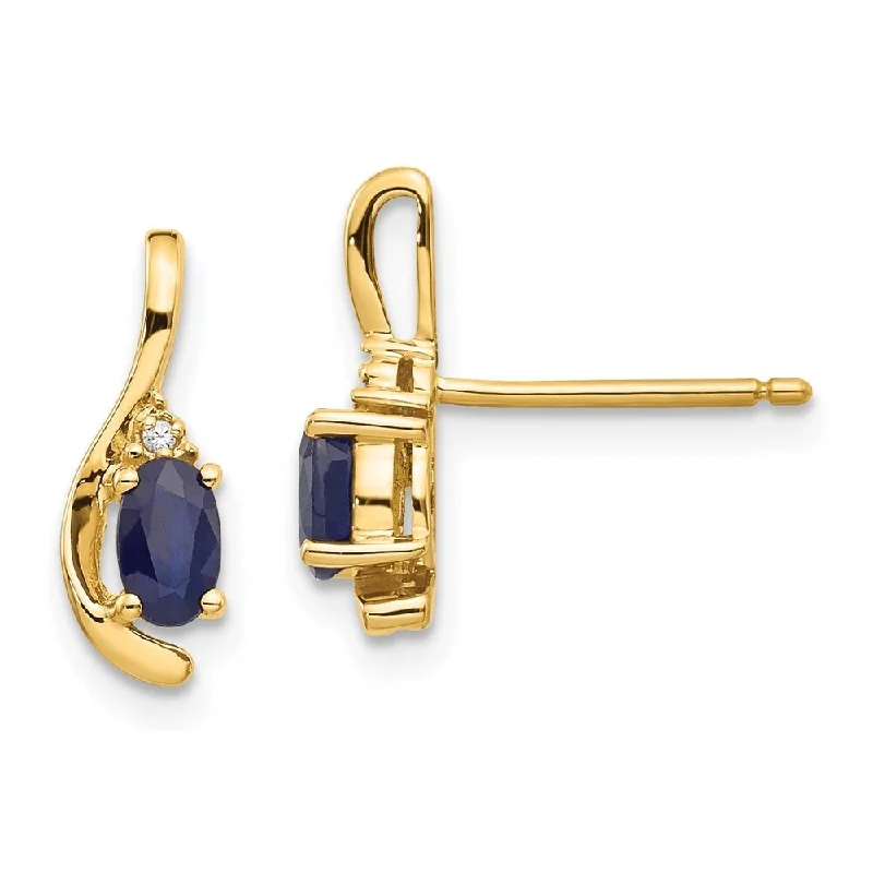 bold sapphire summit peak earrings-14k Yellow Gold Diamond And Gemstone Earrings (L-14 mm, W-5 mm)