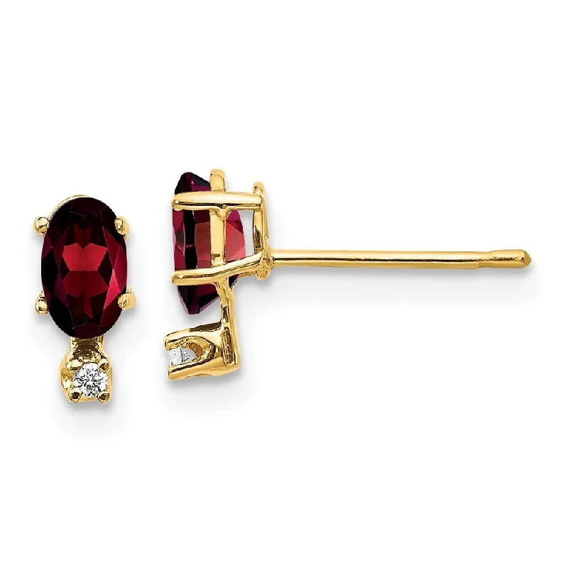 vintage-style ruby earrings-14k Yellow Gold Diamond & Gemstone Earrings (L-7 mm, W-3 mm)