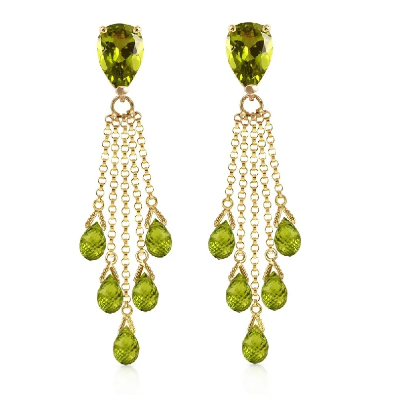 nature-themed ridge crest earrings-15.5 Carat 14K Solid Gold Playful Peridot Earrings