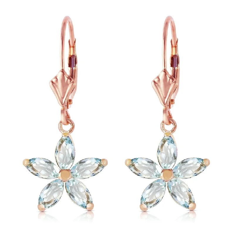 subtle branch drop earrings-2.8 Carat 14K Solid Rose Gold Aquamarine Starbright Earrings