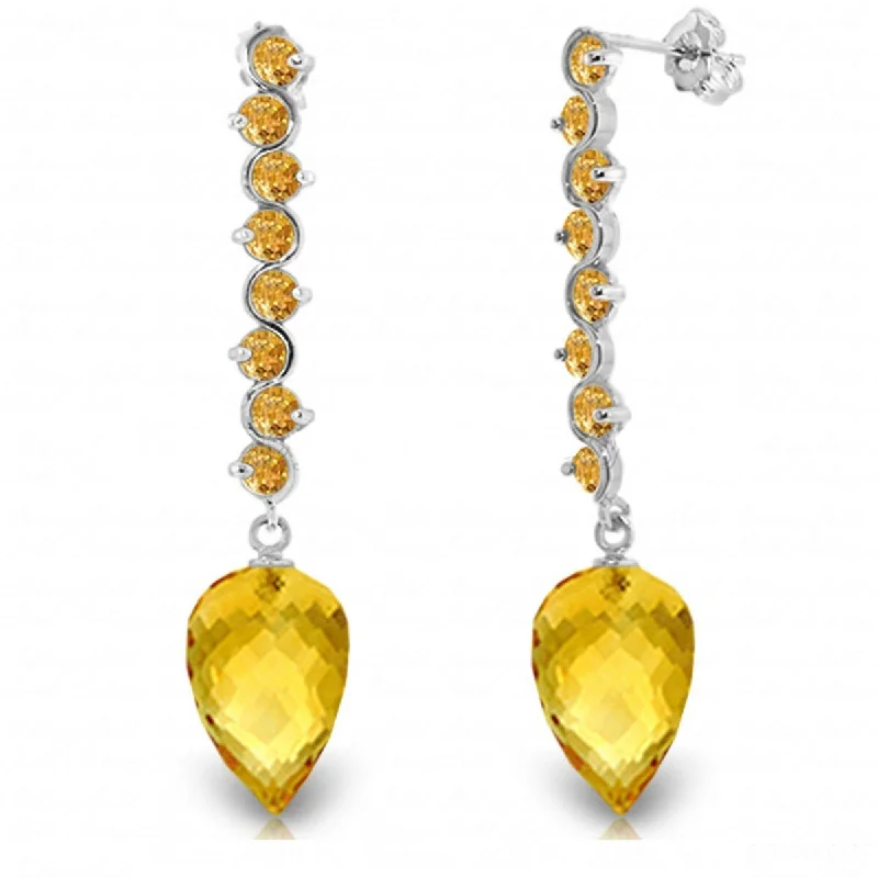 raw turquoise accent earrings-22.1 Carat 14K Solid Gold Drop Briolette Citrine Gemstone Earrings