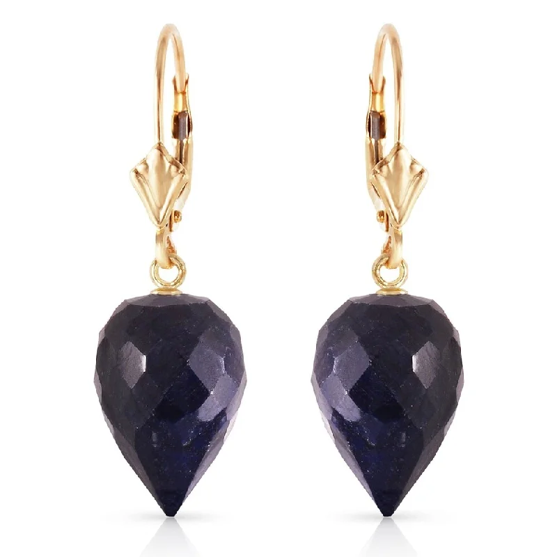 bohemian peak summit earrings-25.7 Carat 14K Solid Gold Drop Briolette Sapphire Earrings