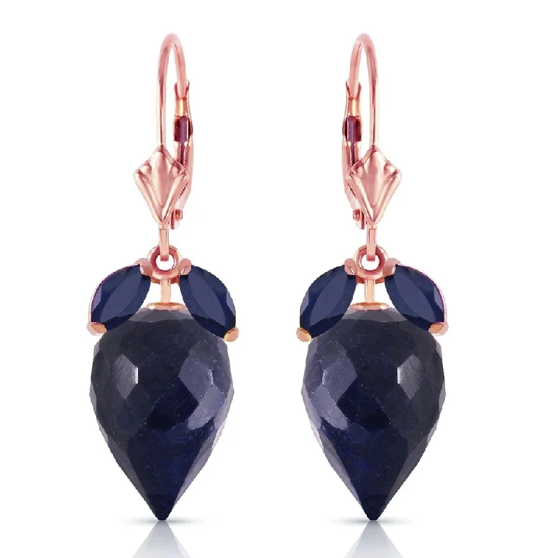 elegant tantalum drop earrings-26.8 Carat 14K Solid Rose Gold Earrings Pointy Briolette Sapphire