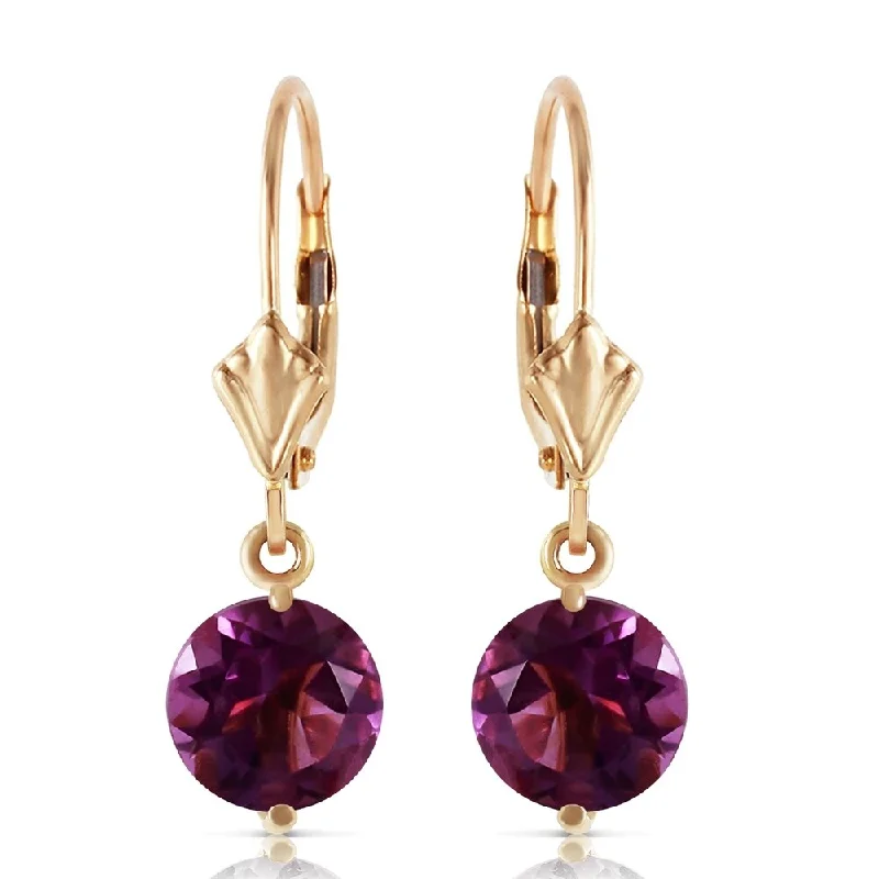 bold emerald summit peak earrings-3.1 Carat 14K Solid Gold Prettygirl Amethyst Earrings