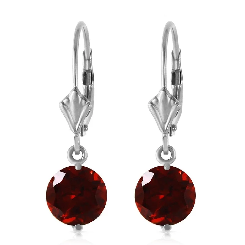 matte silver tier earrings-3.1 Carat 14K Solid White Gold Notwith standing Garnet Earrings