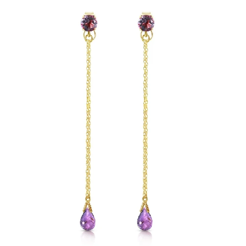 bold pentagonal topaz earrings-3.15 Carat 14K Solid Gold Chandelier Earrings Natural Amethyst