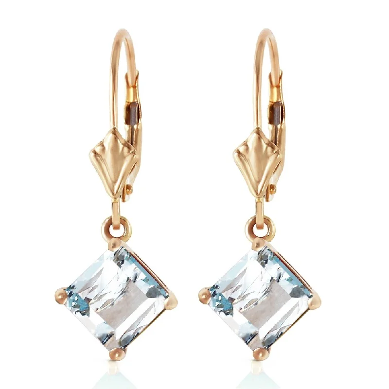 modern stellar diamond earrings-3.2 Carat 14K Solid Gold Excellence Aquamarine Earrings