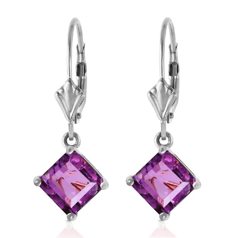 bohemian summit ridge earrings-3.2 Carat 14K Solid White Gold Treasure Of Values Amethyst Earrings