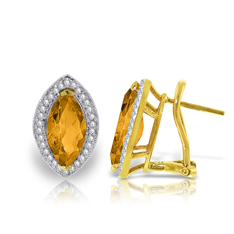 bold topaz summit peak earrings-3.6 Carat 14K Solid Gold Natural Marquise Citrine Diamond Earrings