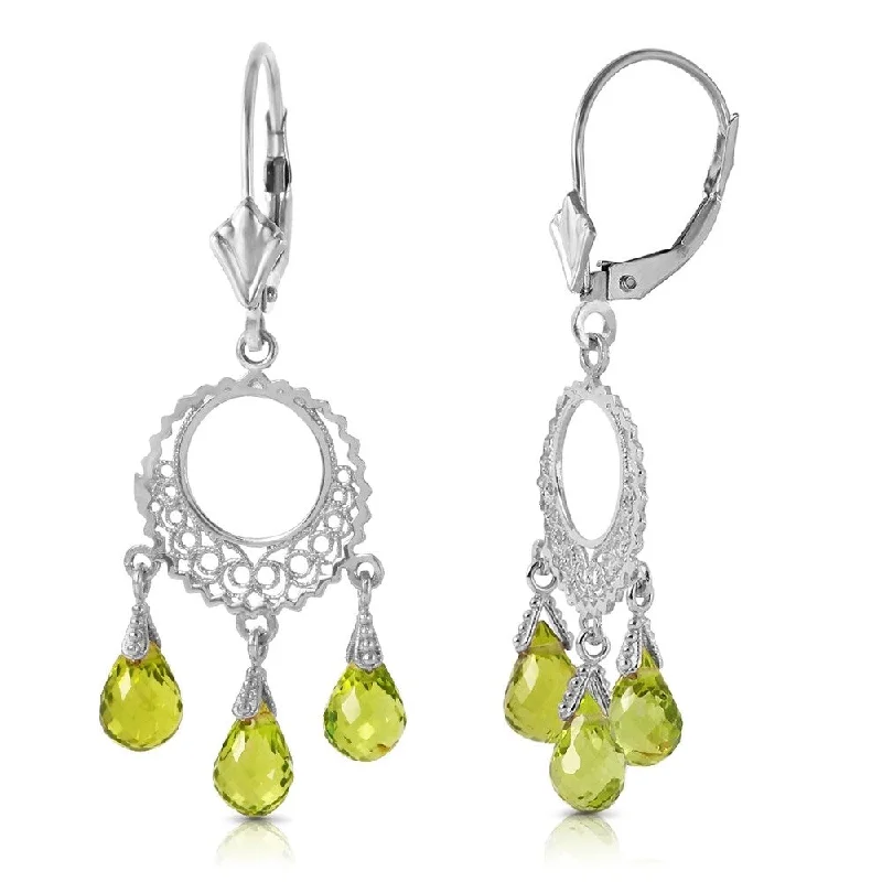 minimalist summit crest earrings-3.75 Carat 14K Solid White Gold Not Single Anymore Peridot Earrings